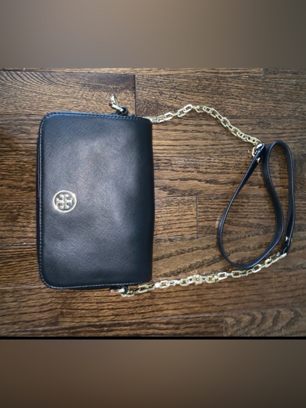 Tory Burch Black Crossbody Bag with Gold Chain Strap
